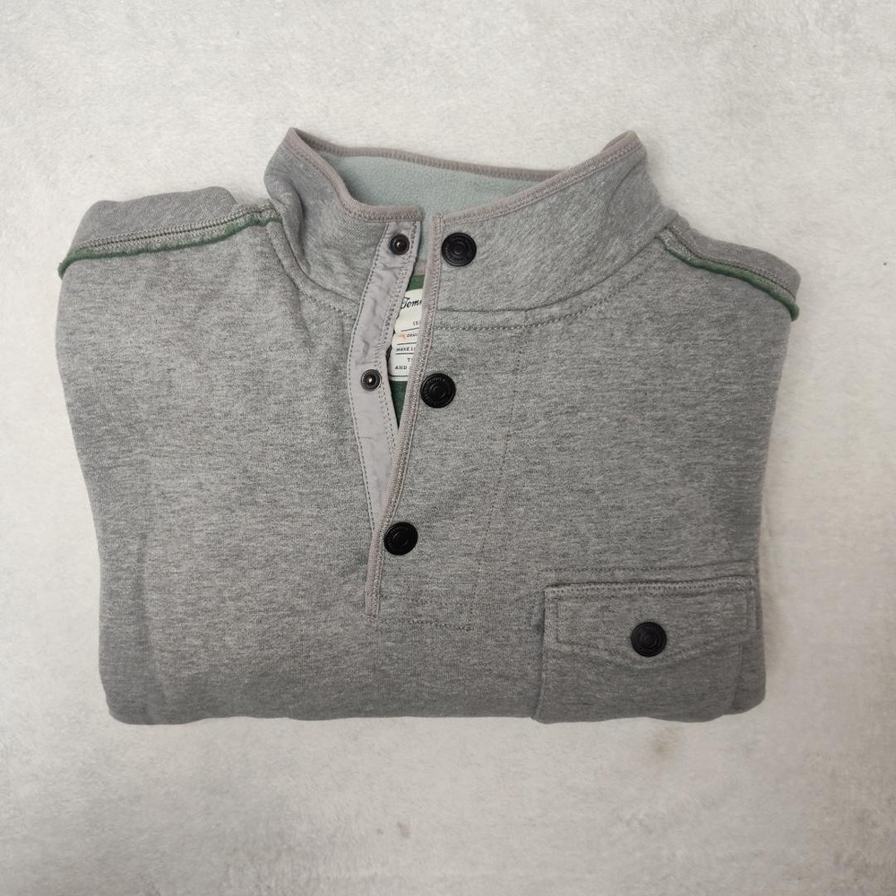 Tommy Bahama Sweatshirt Mens M Gray Pullover Mock Neck Fleece Quarter‎ Snap Work